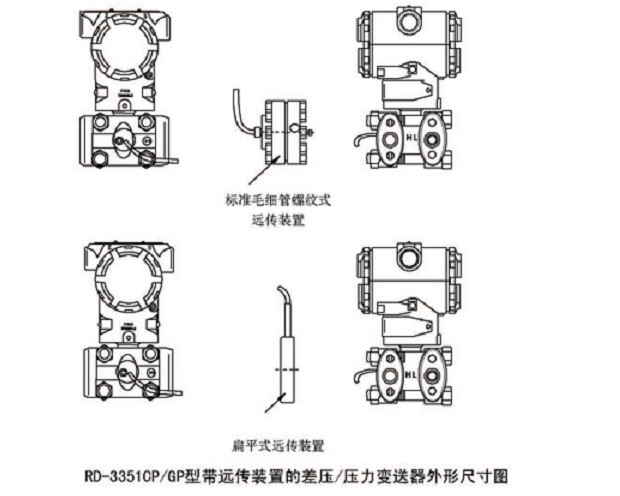 RDS-3351CP/GP系列隔膜變送器外形尺寸圖